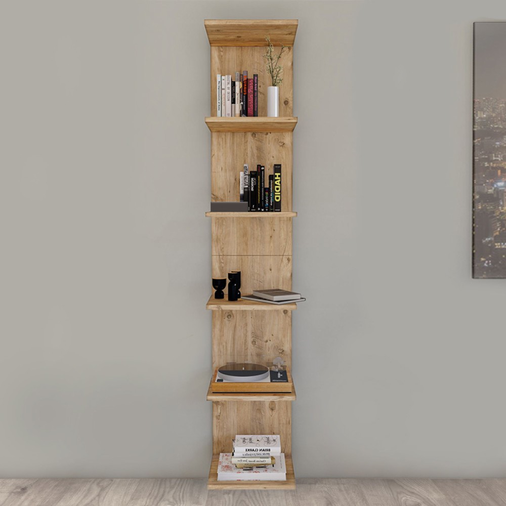 Βιβλιοθήκη - Ραφιέρα τοίχου Ogden Megapap χρώμα pine oak 34,5x30x180εκ.