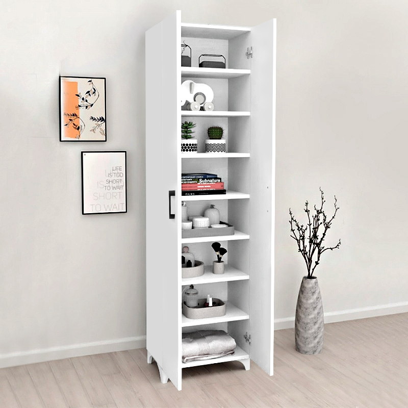 Ντουλάπα - Παπουτσοθήκη Lilly Megapap χρώμα λευκό 49x32x178εκ.