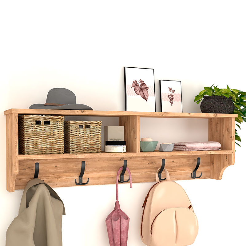 Κρεμάστρα τοίχου Ottila Megapap χρώμα pine oak 120x22x37εκ.