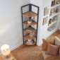 Βιβλιοθήκη γωνιακή Kelsie Megapap χρώμα μαύρο - pine oak 33x33x162εκ.