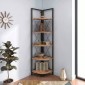 Βιβλιοθήκη γωνιακή Kelsie Megapap χρώμα μαύρο - pine oak 33x33x162εκ.