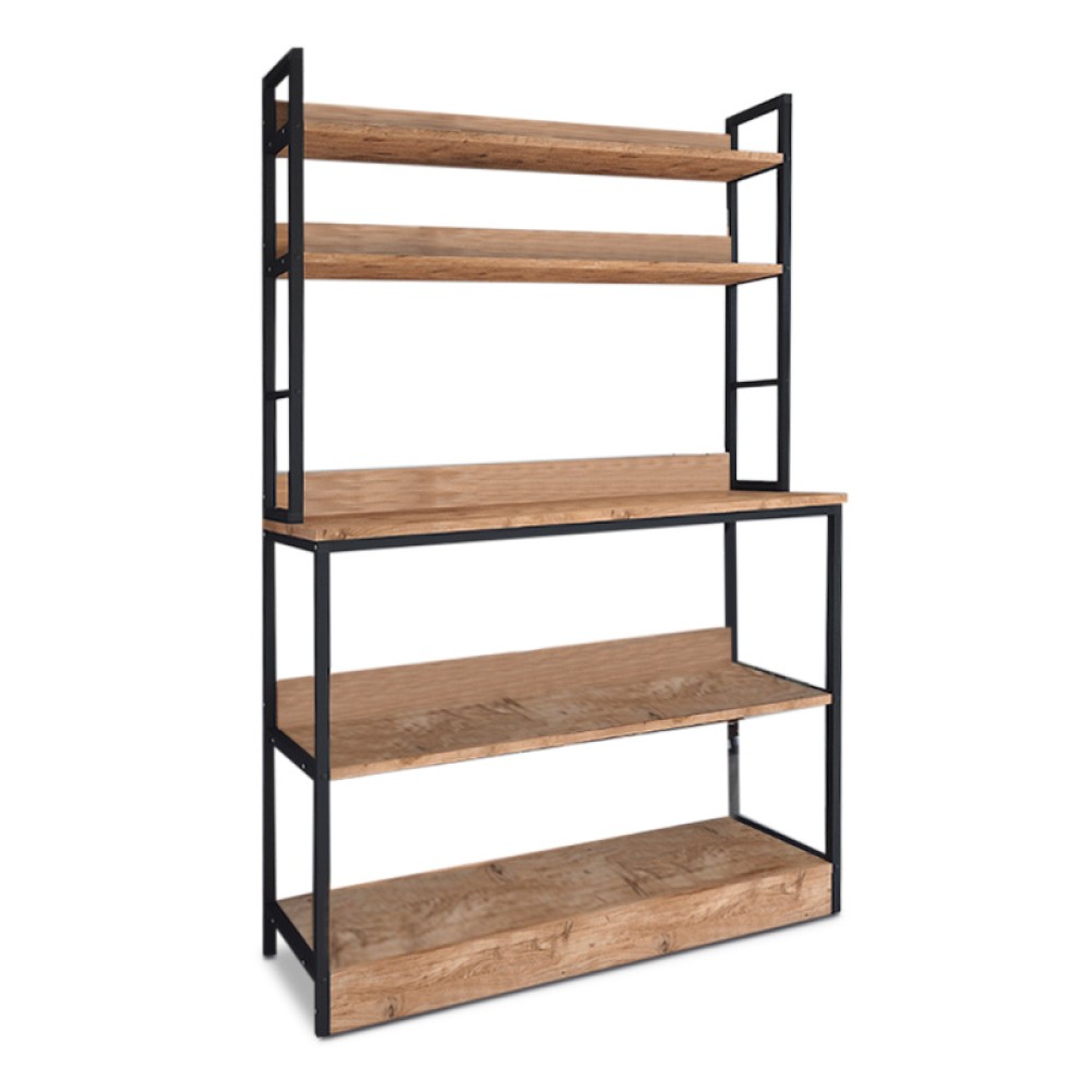 Έπιπλο κουζίνας Foyer Megapap χρώμα μαύρο - pine oak 101x36x160,7εκ.