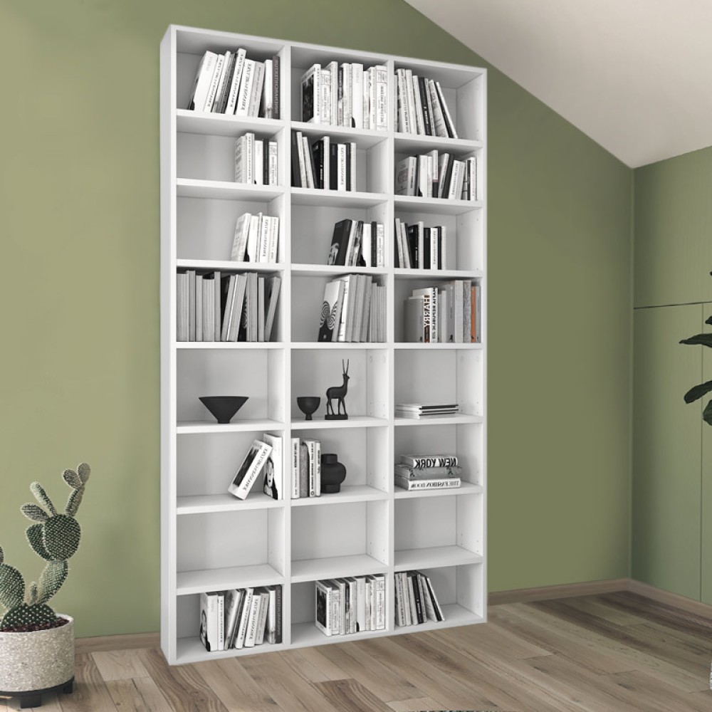 Βιβλιοθήκη Fyodor Megapap χρώμα λευκό 102x16x178εκ.