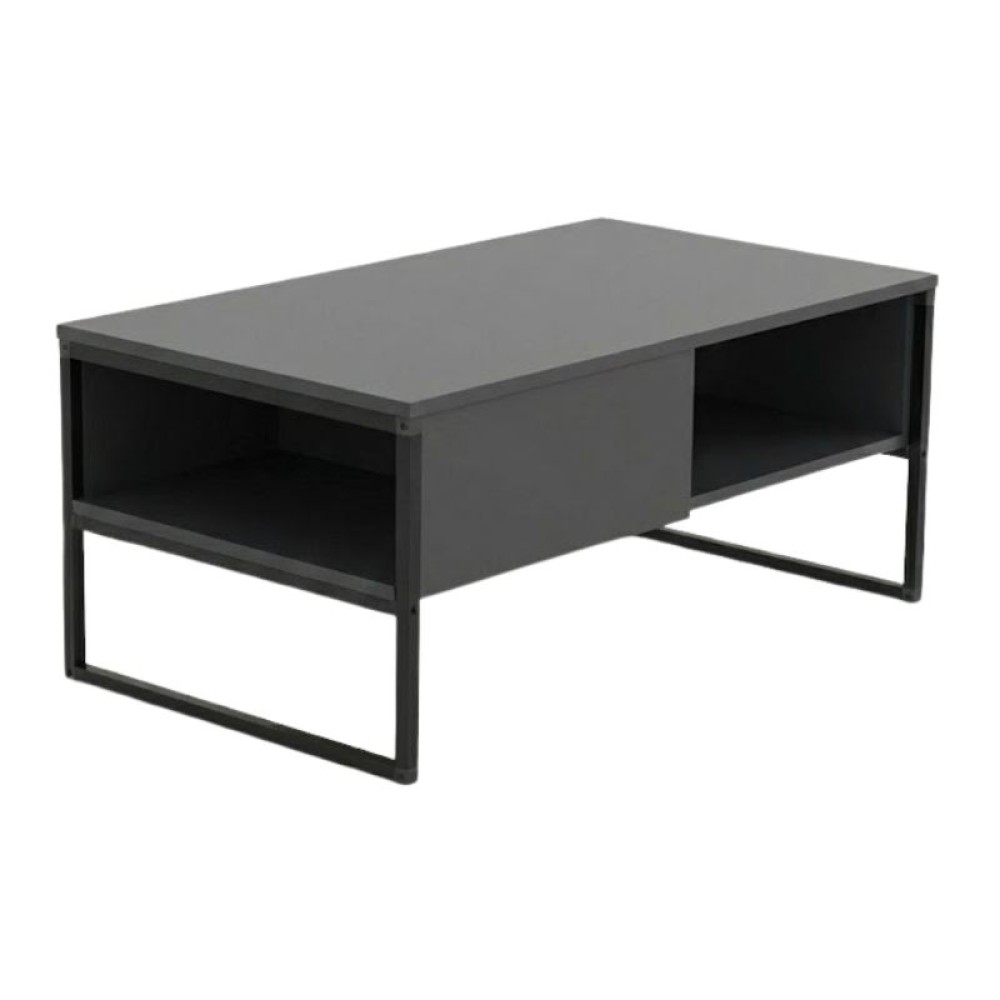 Τραπεζάκι σαλονιού Lawrence Megapap χρώμα ανθρακί 105x60x46εκ.
