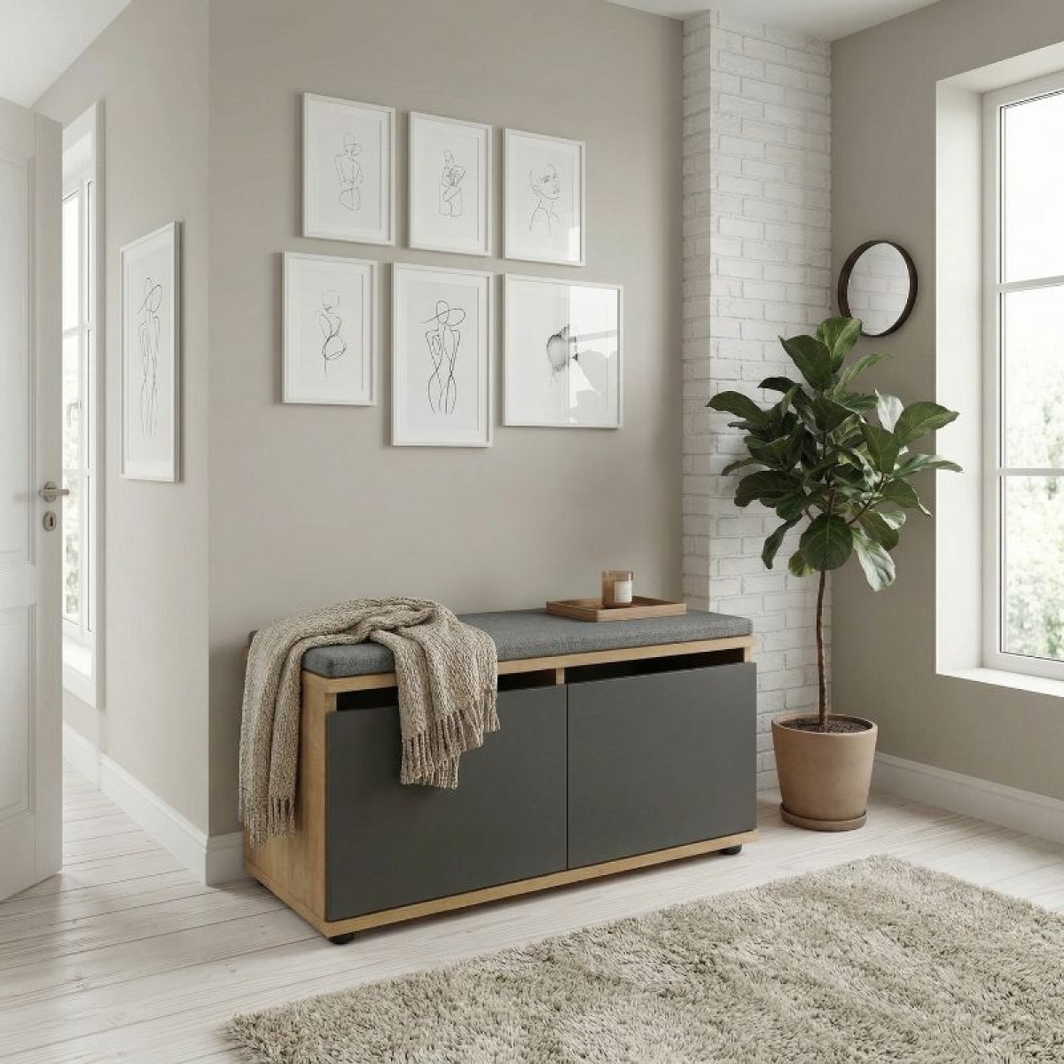 Παπουτσοθήκη μελαμίνης Twain Megapap 8 ζευγών χρώμα sapphire oak - ανθρακί 80x35x42εκ.