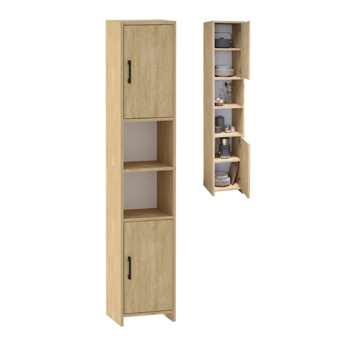 Ντουλάπι κουζίνας - μπάνιου Hobbes Megapap χρώμα sapphire oak 35x30x182,3εκ.