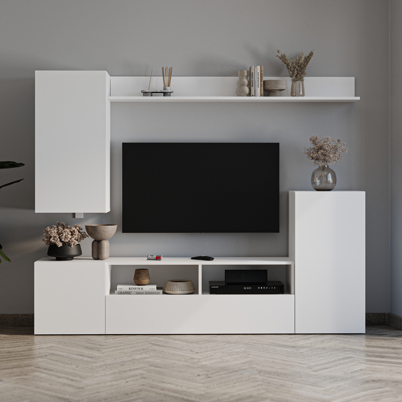 Σύνθεση τηλεόρασης Rodos Megapap χρώμα λευκό 210,2x36x90,4εκ.