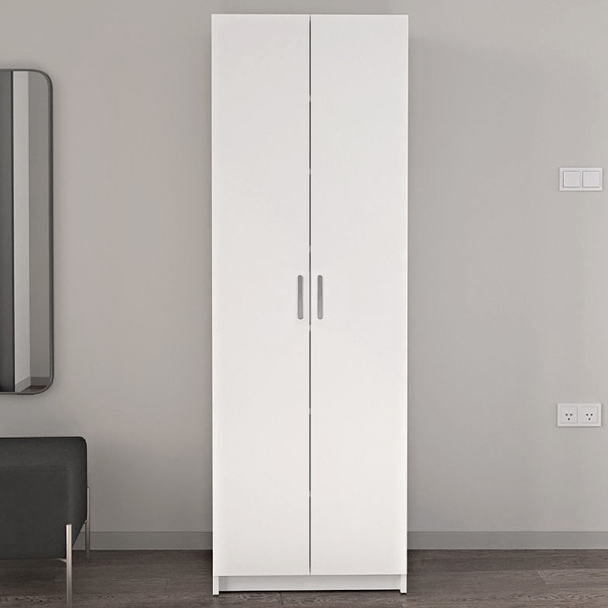 Παπουτσοθήκη Renso Megapap δίφυλλη χρώμα λευκό 59,8x37,8x178,5εκ.