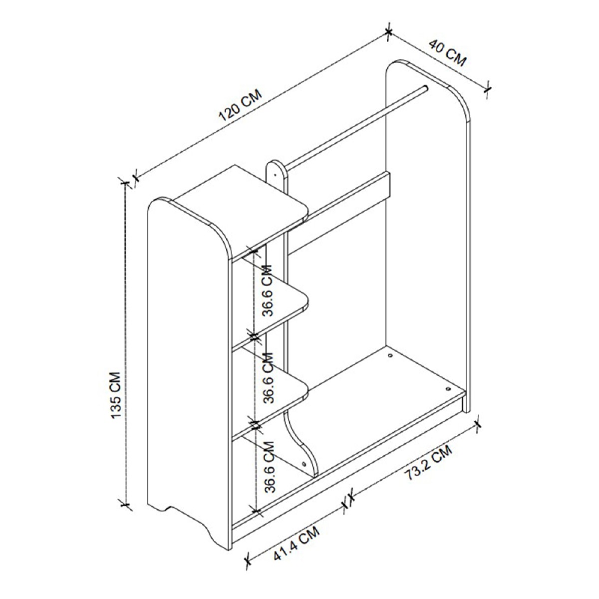 Έπιπλο εισόδου Rozesme Megapap χρώμα λευκό 120x40x135εκ.
