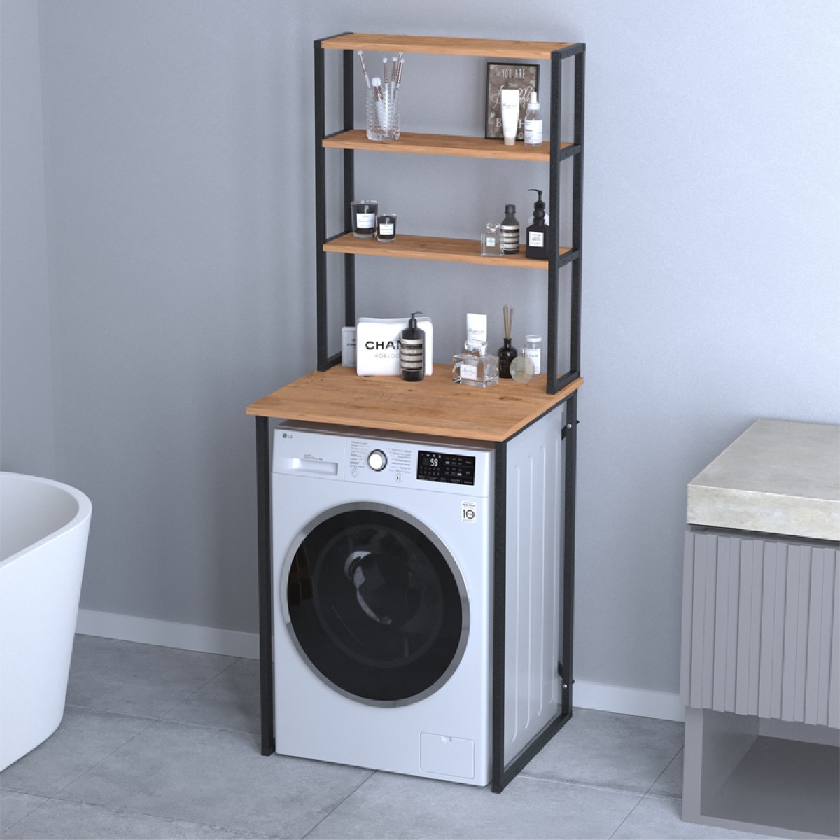 Έπιπλο πλυντηρίου Bobby Megapap χρώμα pine oak 67x60x178εκ.