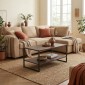Τραπεζάκι σαλονιού Giza Megapap χρώμα rustic καρυδί 90,2x50,3x50,4εκ.
