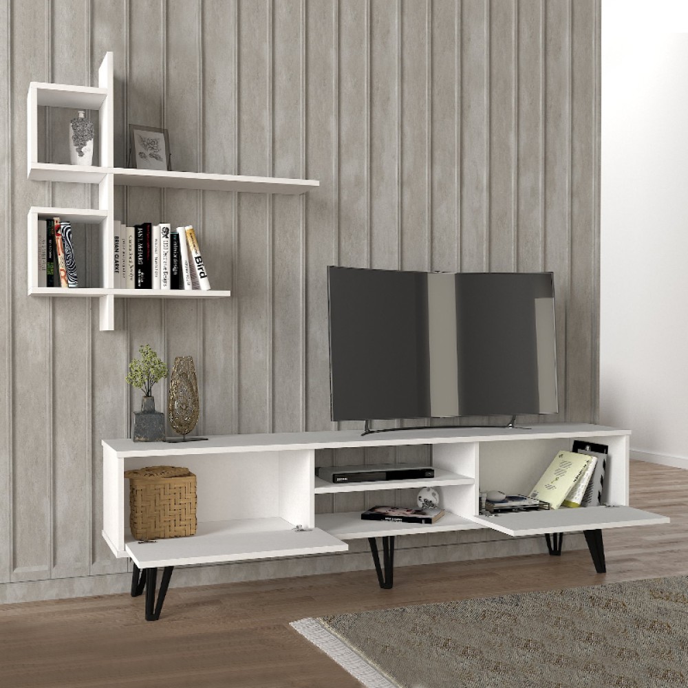 Σύνθεση τηλεόρασης Salerno Megapap χρώμα λευκό 180x35x51εκ.