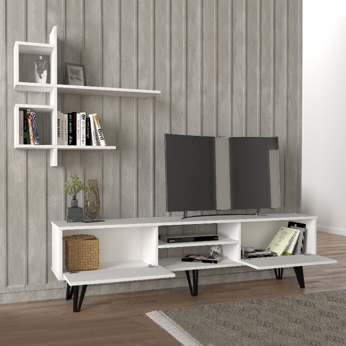 Σύνθεση τηλεόρασης Salerno Megapap χρώμα λευκό 180x35x51εκ.