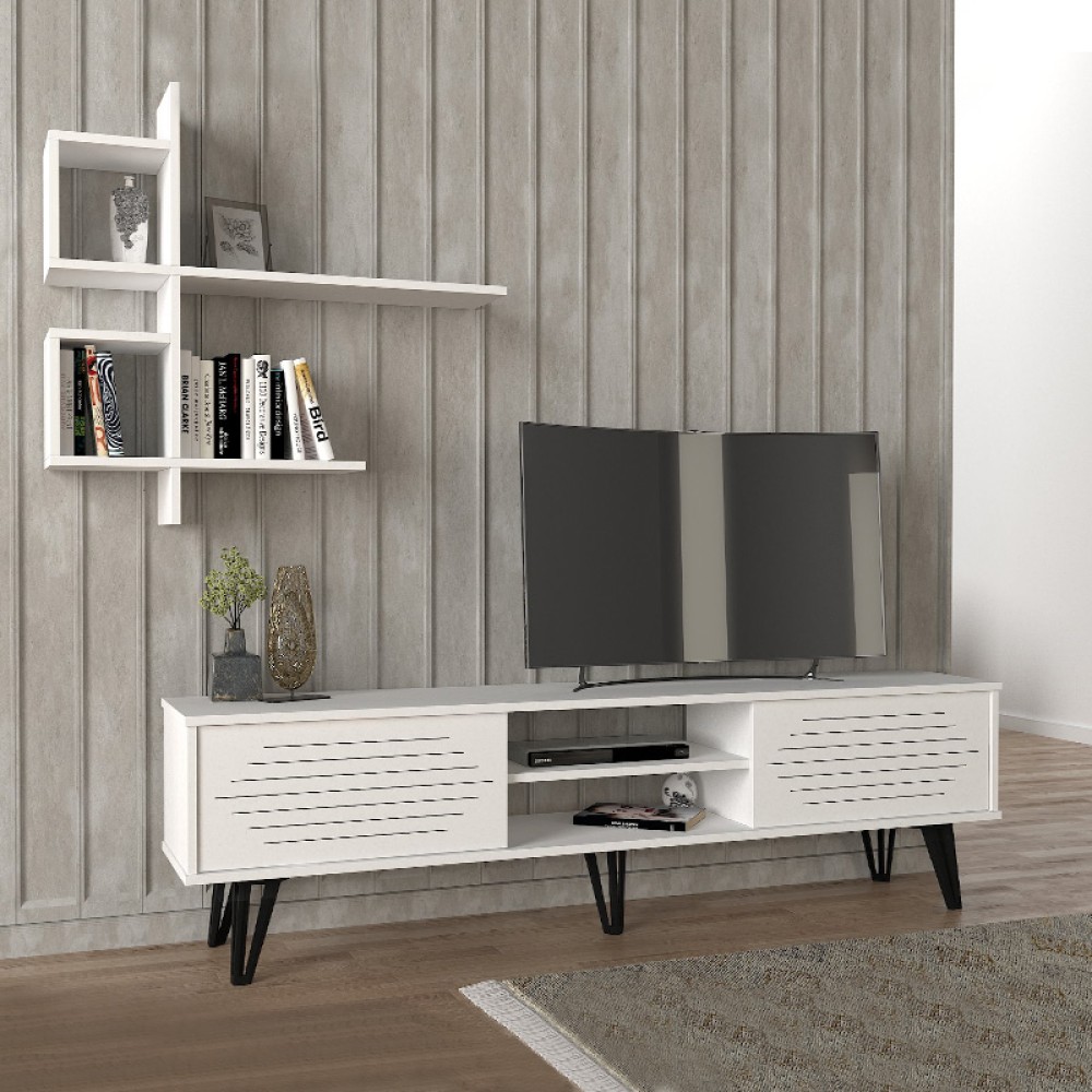 Σύνθεση τηλεόρασης Salerno Megapap χρώμα λευκό 180x35x51εκ.
