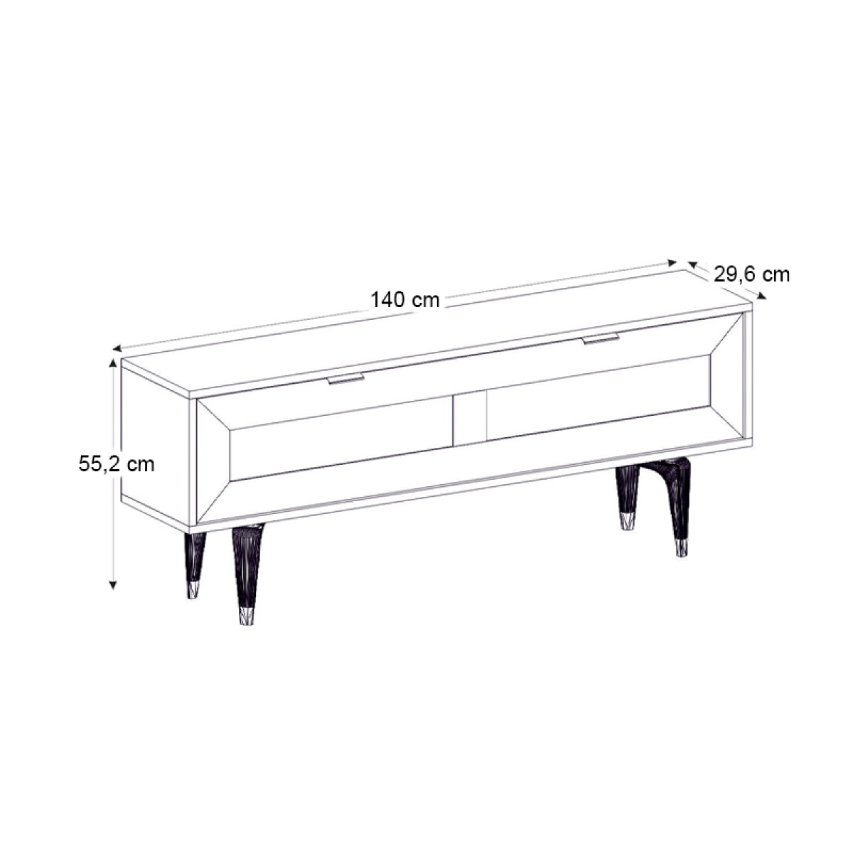 Έπιπλο τηλεόρασης Sirona Megapap από μελαμίνη χρώμα sapphire oak 140x30x55εκ.