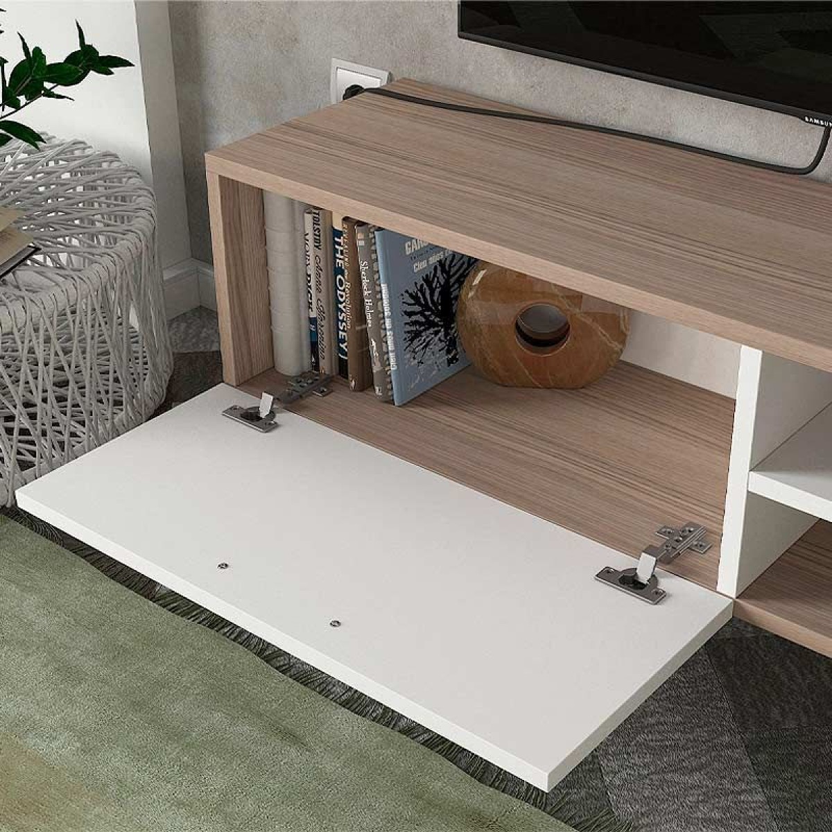 Έπιπλο τηλεόρασης Ceren Megapap χρώμα λευκό - cordoba 149,5x31x131,6εκ.