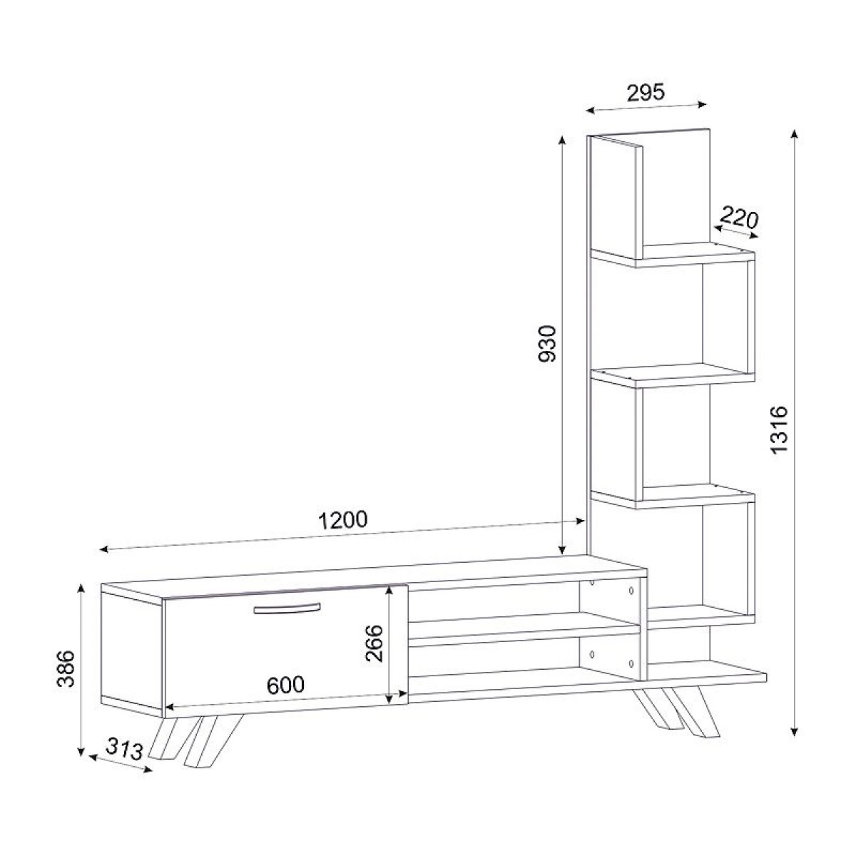 Έπιπλο τηλεόρασης Ceren Megapap χρώμα λευκό - cordoba 149,5x31x131,6εκ.
