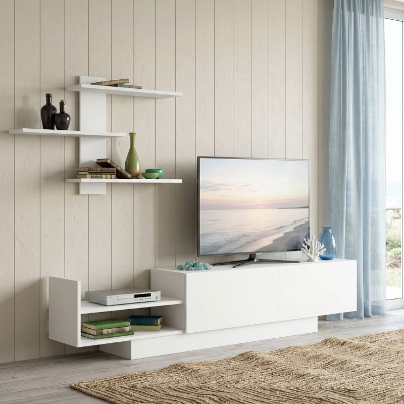 Σύνθεση τηλεόρασης Egemen Megapap χρώμα λευκό 180x32x40εκ.
