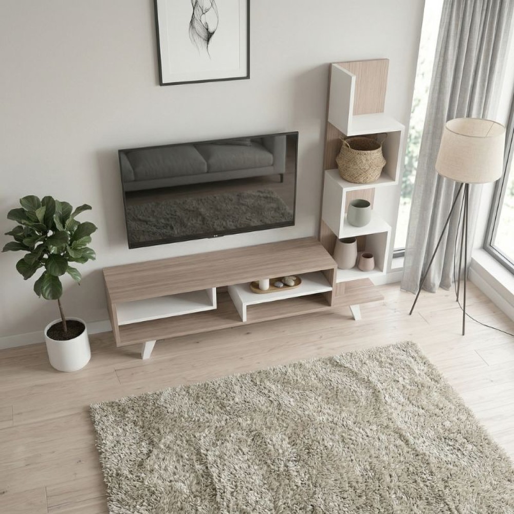 Έπιπλο τηλεόρασης Granada Megapap χρώμα λευκό - cordoba 149,5x29,5x120εκ.