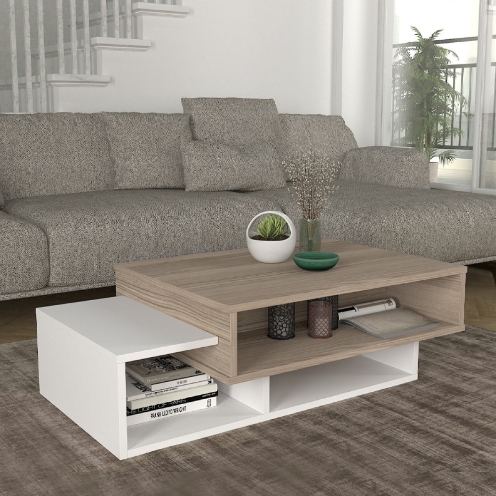 Τραπεζάκι σαλονιού Tab Megapap χρώμα λευκό - cordoba 105x60x32εκ.