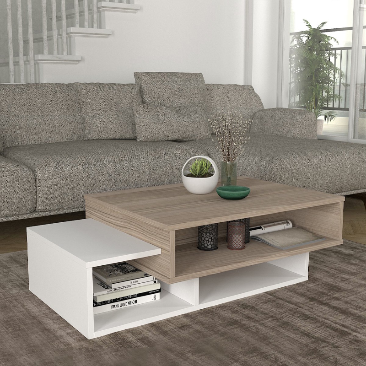 Τραπεζάκι σαλονιού Tab Megapap χρώμα λευκό - cordoba 105x60x32εκ.