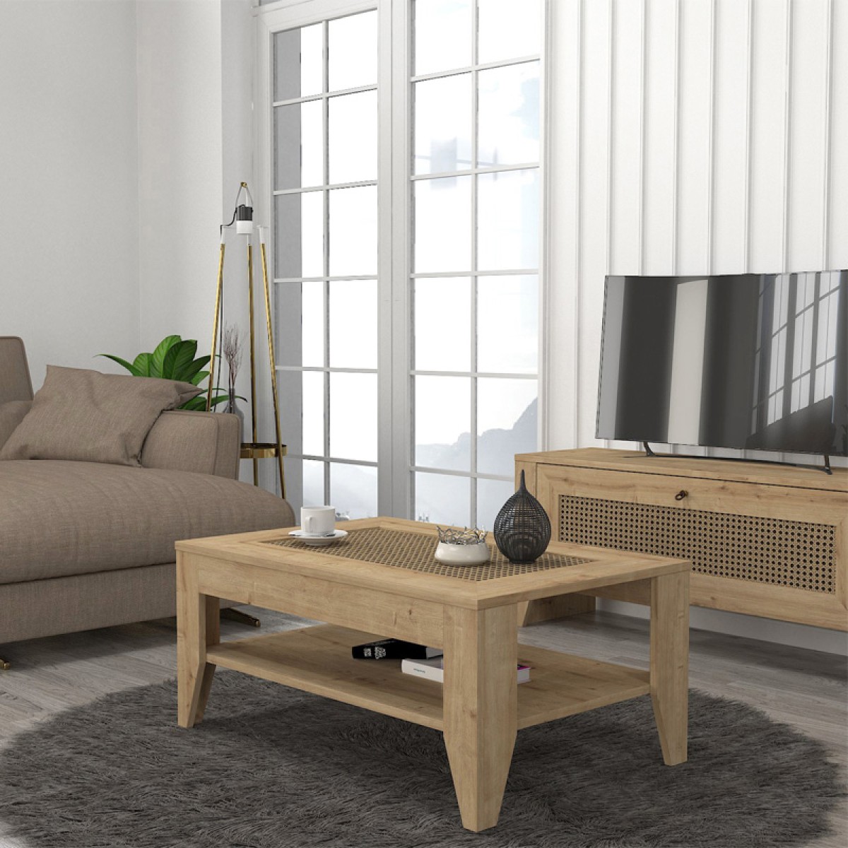 Τραπεζάκι σαλονιού Madura Megapap από μελαμίνη χρώμα sapphire oak 90x60x40εκ.