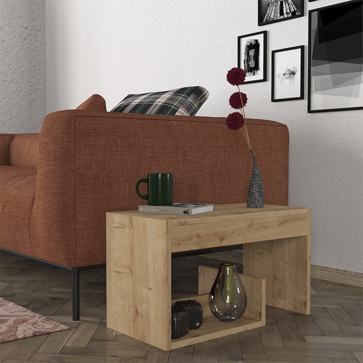 Τραπεζάκι βοηθητικό Rosana Megapap χρώμα sapphire oak 35x29,5x60εκ.