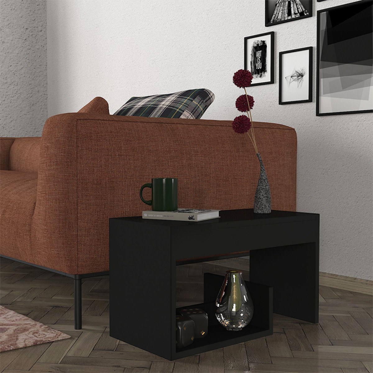 Τραπεζάκι βοηθητικό Rosana Megapap χρώμα μαύρο 35x29,5x60εκ.
