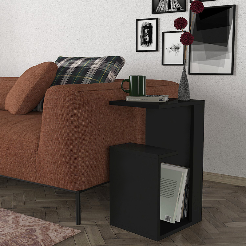 Τραπεζάκι βοηθητικό Rosana Megapap χρώμα μαύρο 35x29,5x60εκ.