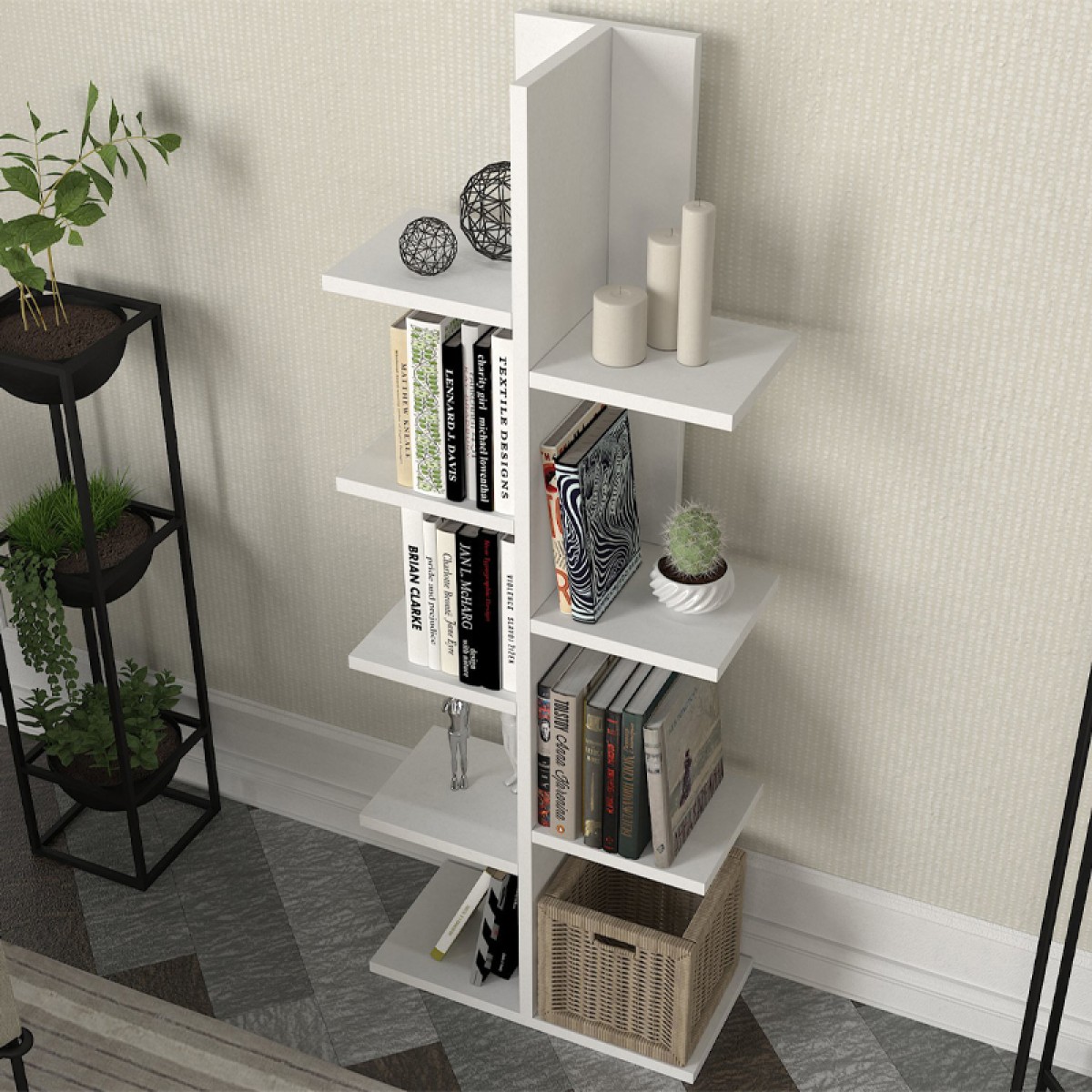 Βιβλιοθήκη μελαμίνης Tree Megapap χρώμα λευκό 45x21,4x113εκ.