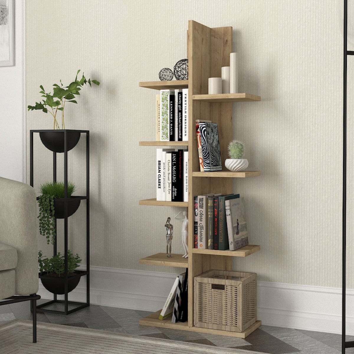 Βιβλιοθήκη Tree Megapap χρώμα sapphire oak 45x21,4x121,8εκ.