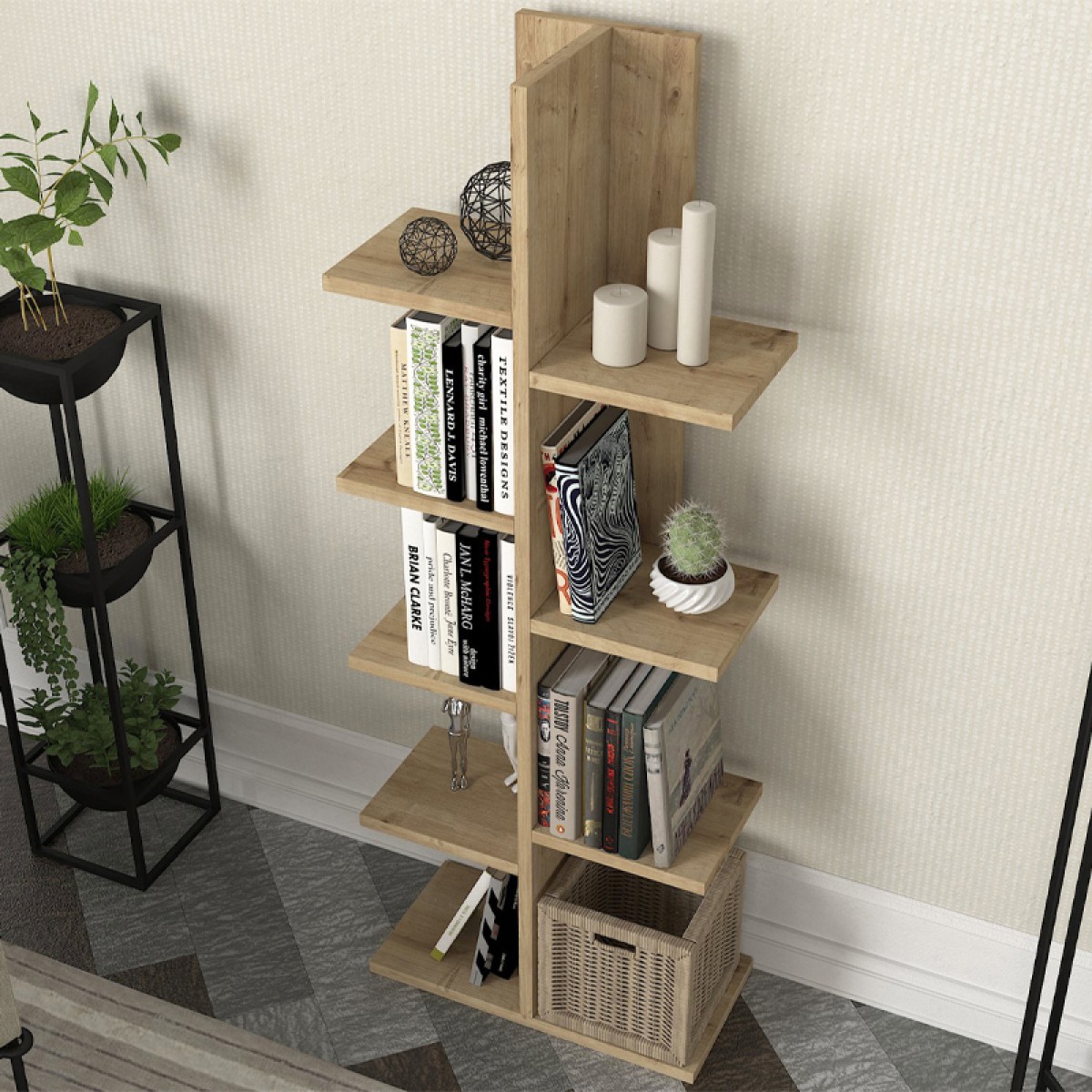 Βιβλιοθήκη Tree Megapap χρώμα sapphire oak 45x21,4x121,8εκ.