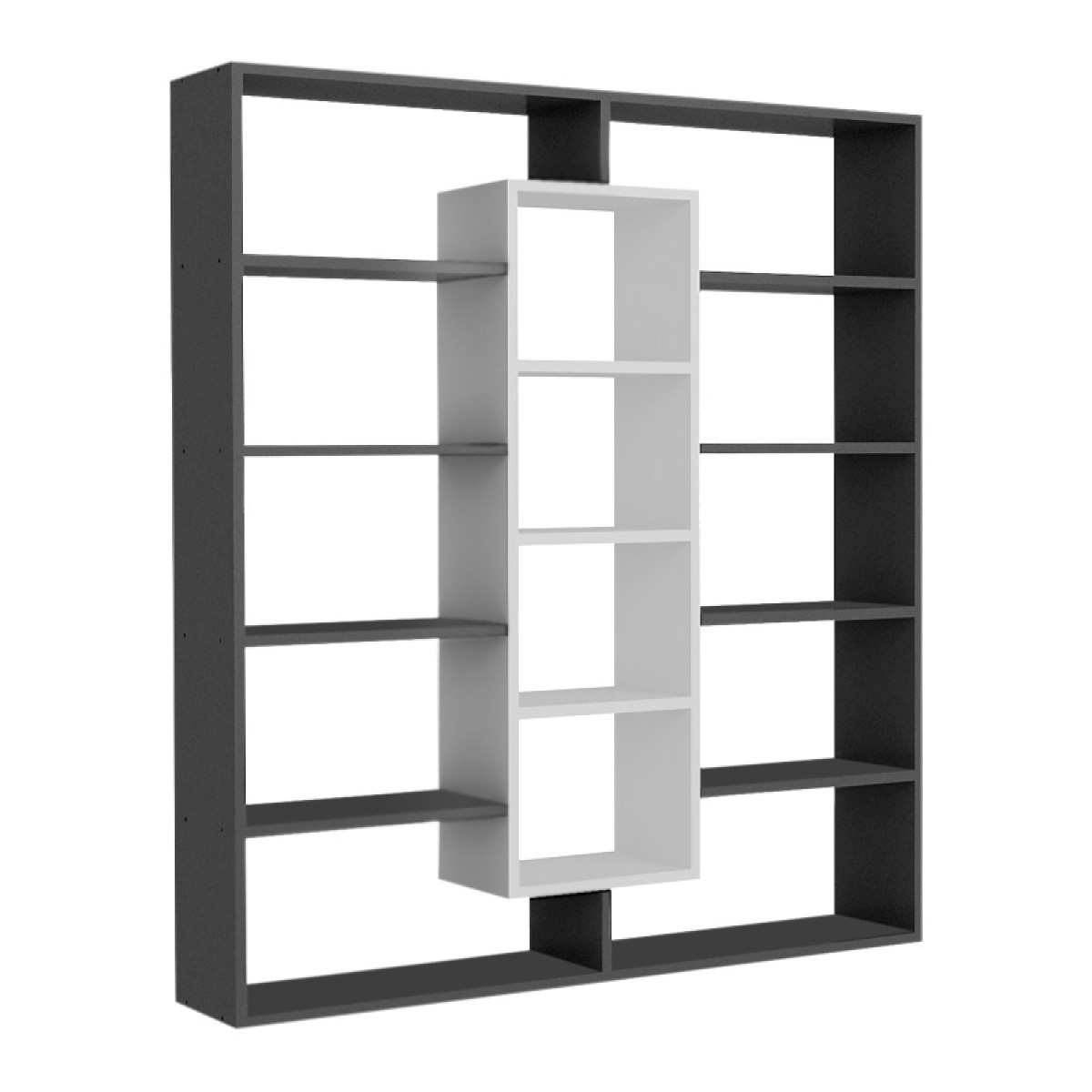 Βιβλιοθήκη Ample Megapap χρώμα μαύρο - λευκό 125x22x135,7εκ.