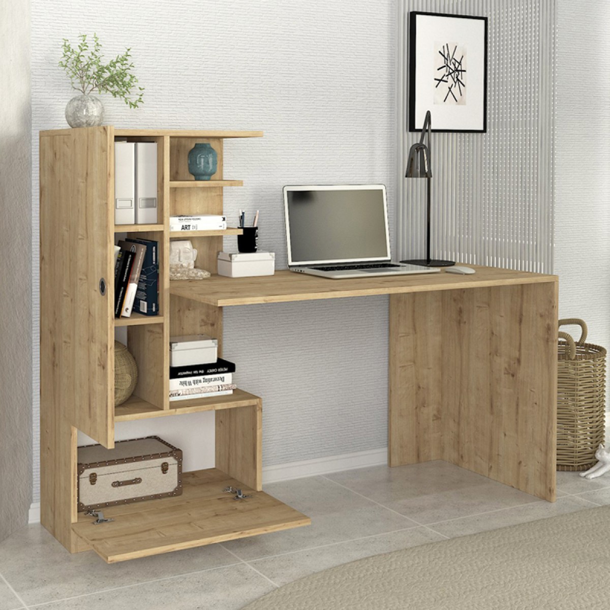 Γραφείο εργασίας Domingo Megapap χρώμα sapphire oak 149,5x60x120εκ.