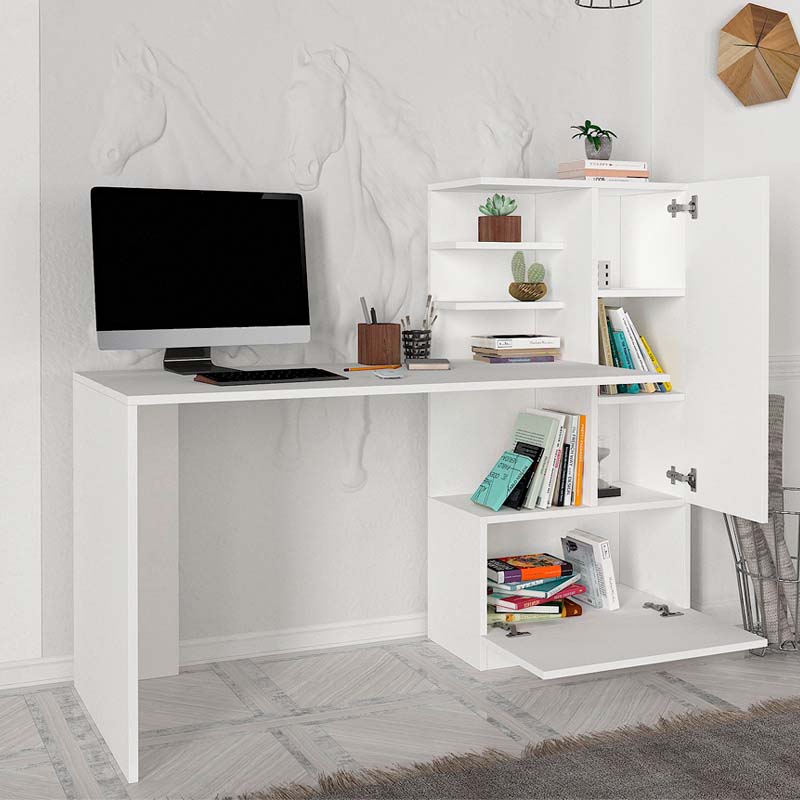 Γραφείο εργασίας Merino Megapap χρώμα λευκό 149,5x61,8x120εκ.