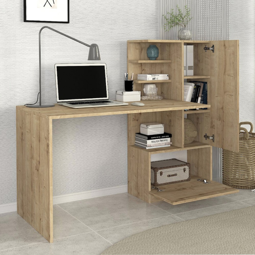 Γραφείο εργασίας Merino Megapap χρώμα sapphire oak 149,5x61,8x120εκ.
