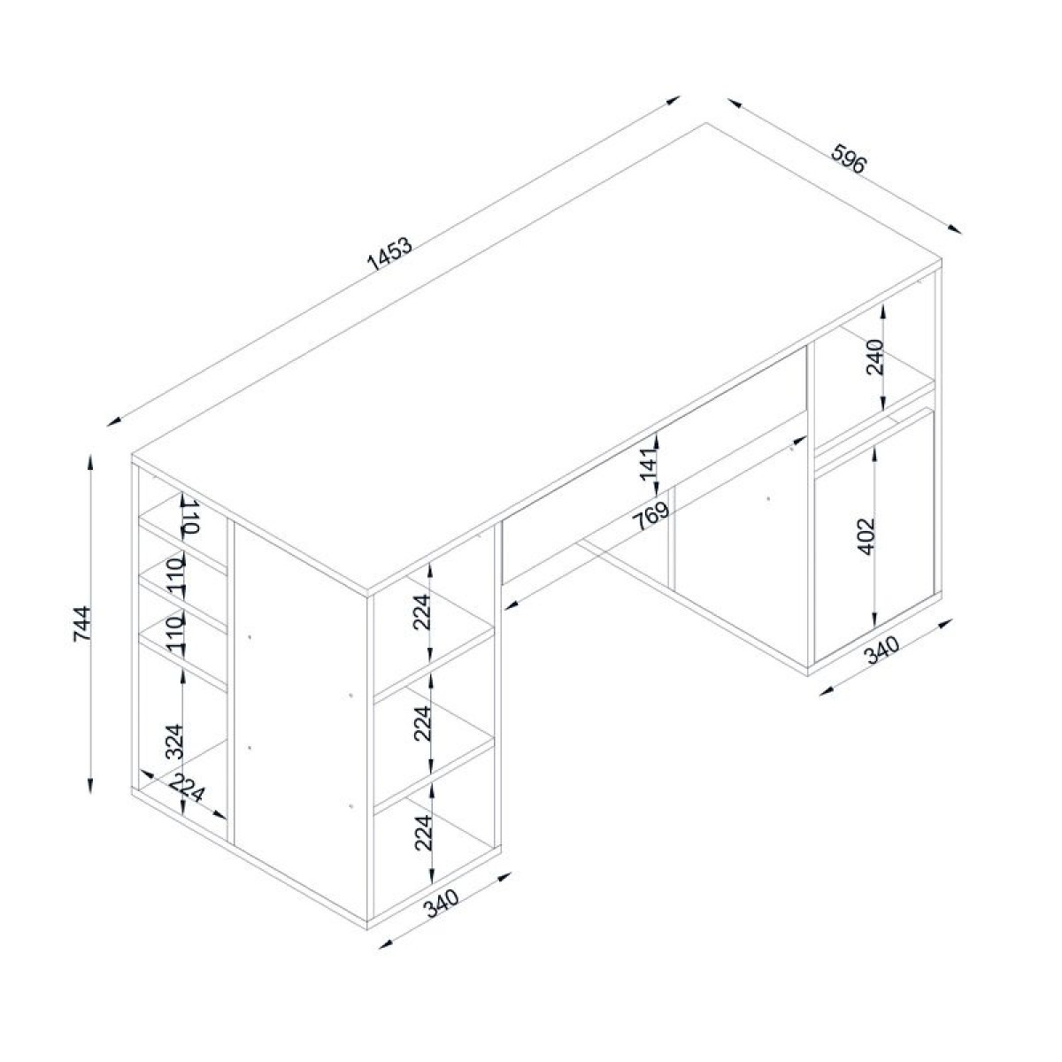 Γραφείο εργασίας Pontus Megapap χρώμα λευκό 145x60x74,4εκ.