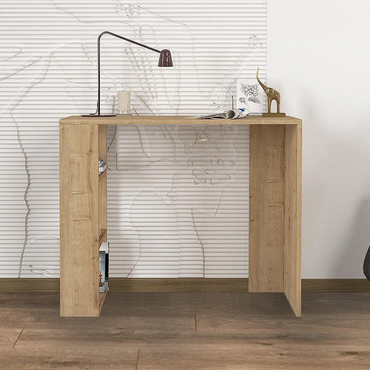 Γραφείο εργασίας Netenia Megapap χρώμα sapphire oak 90x40x74εκ.