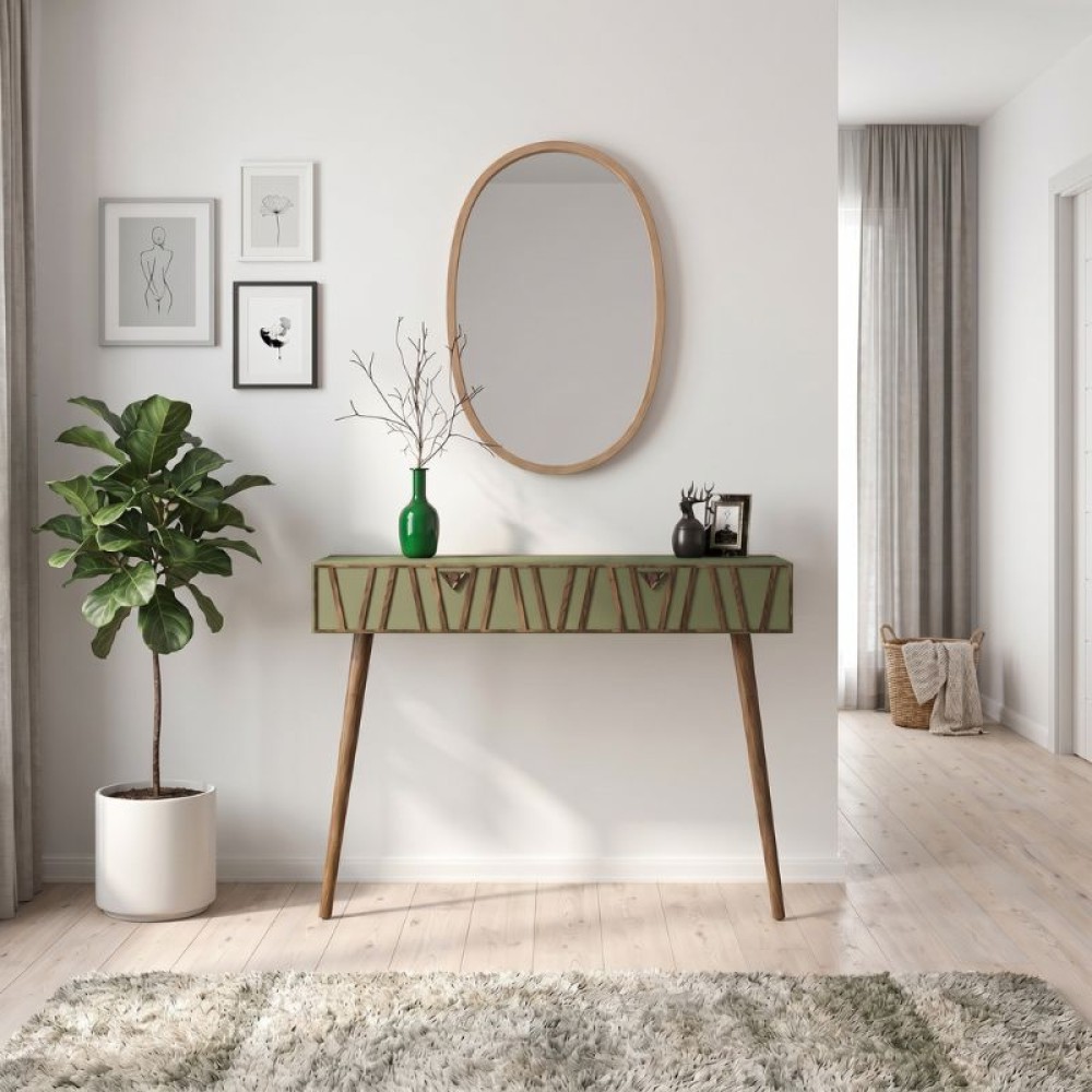 Κονσόλα επιτοίχια Forest Megapap χρώμα λαδί - καρυδί 120x35x89,3εκ.