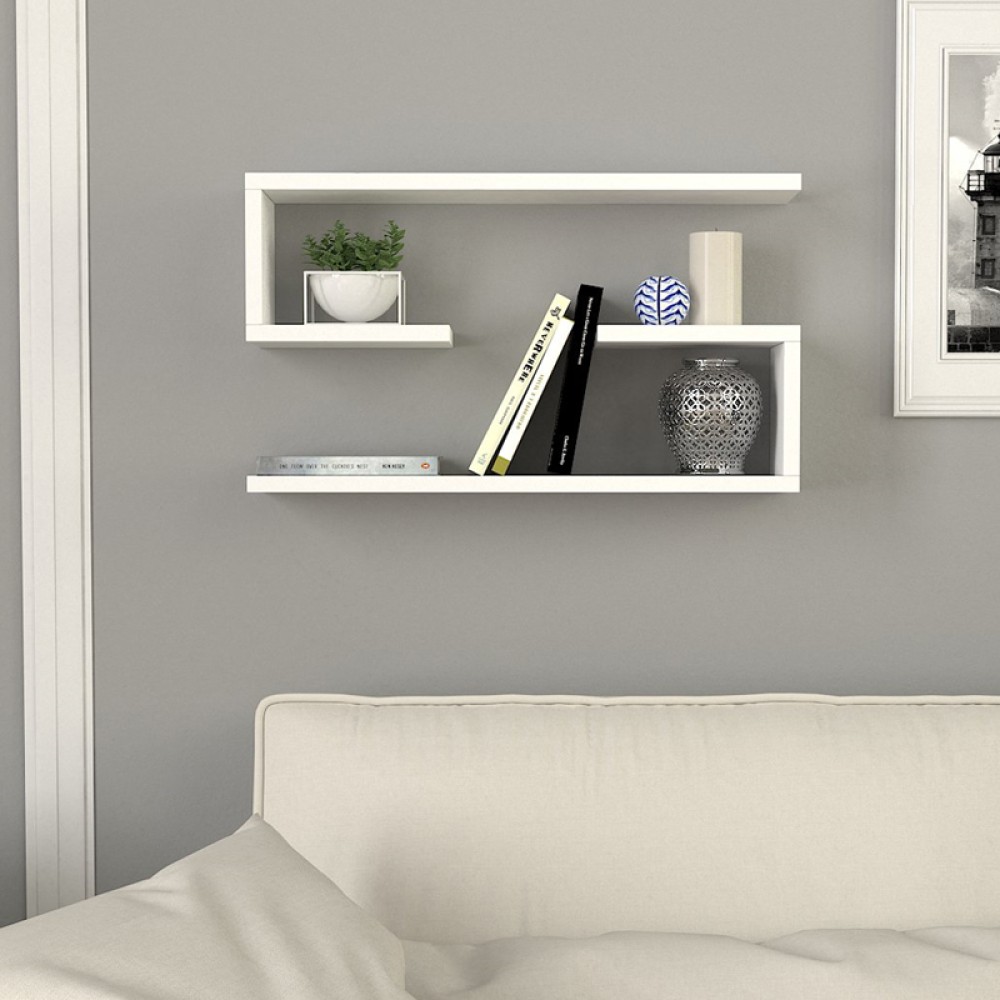 Ραφιέρα τοίχου Jenika Megapap 2 τεμαχίων χρώμα λευκό 60x14,5x18εκ.