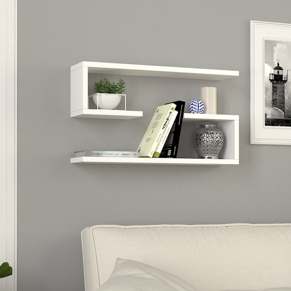 Ραφιέρα τοίχου Jenika Megapap 2 τεμαχίων χρώμα λευκό 60x14,5x18εκ.