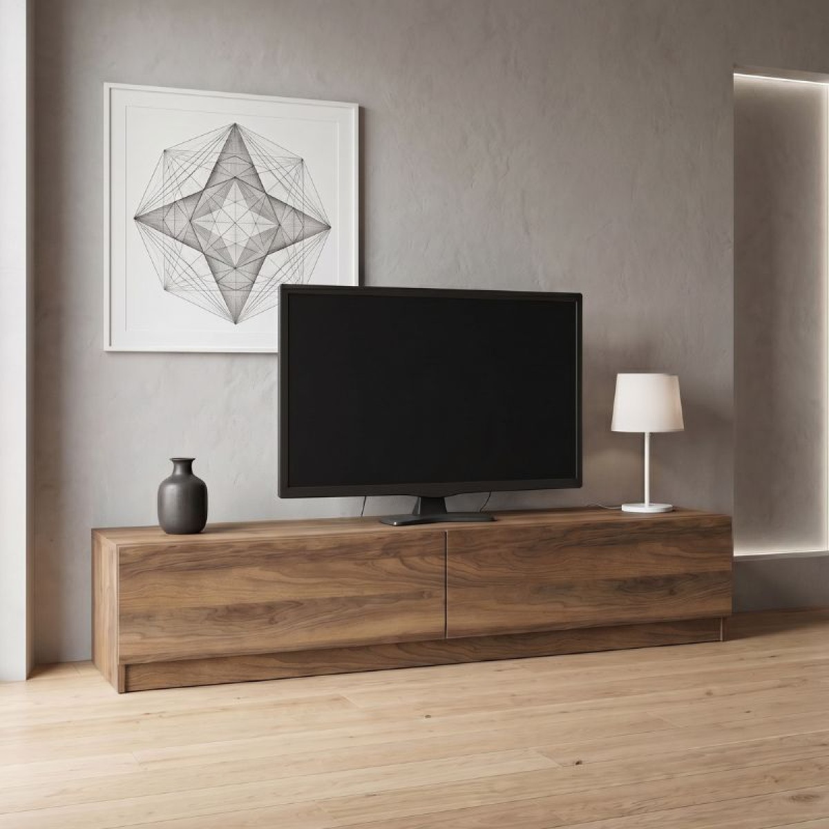 Έπιπλο τηλεόρασης Ahenk Megapap χρώμα καρυδί 160x31,3x32,9εκ.