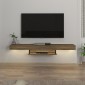 Έπιπλο τηλεόρασης επιτοίχιο Albares Megapap με LED χρώμα καρυδί 150x29,6x22εκ.