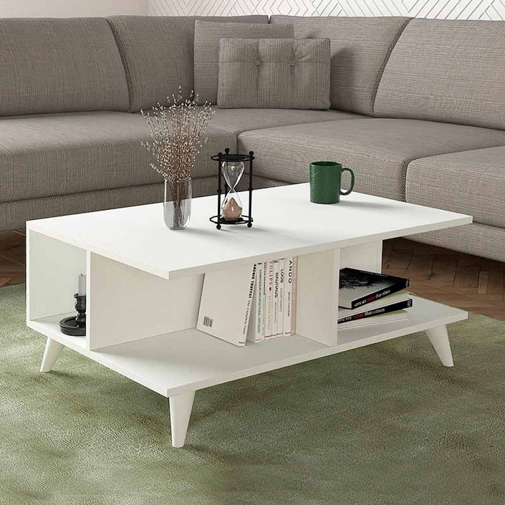 Τραπεζάκι σαλονιού Sedra Megapap χρώμα λευκό 90x60x38,6εκ.