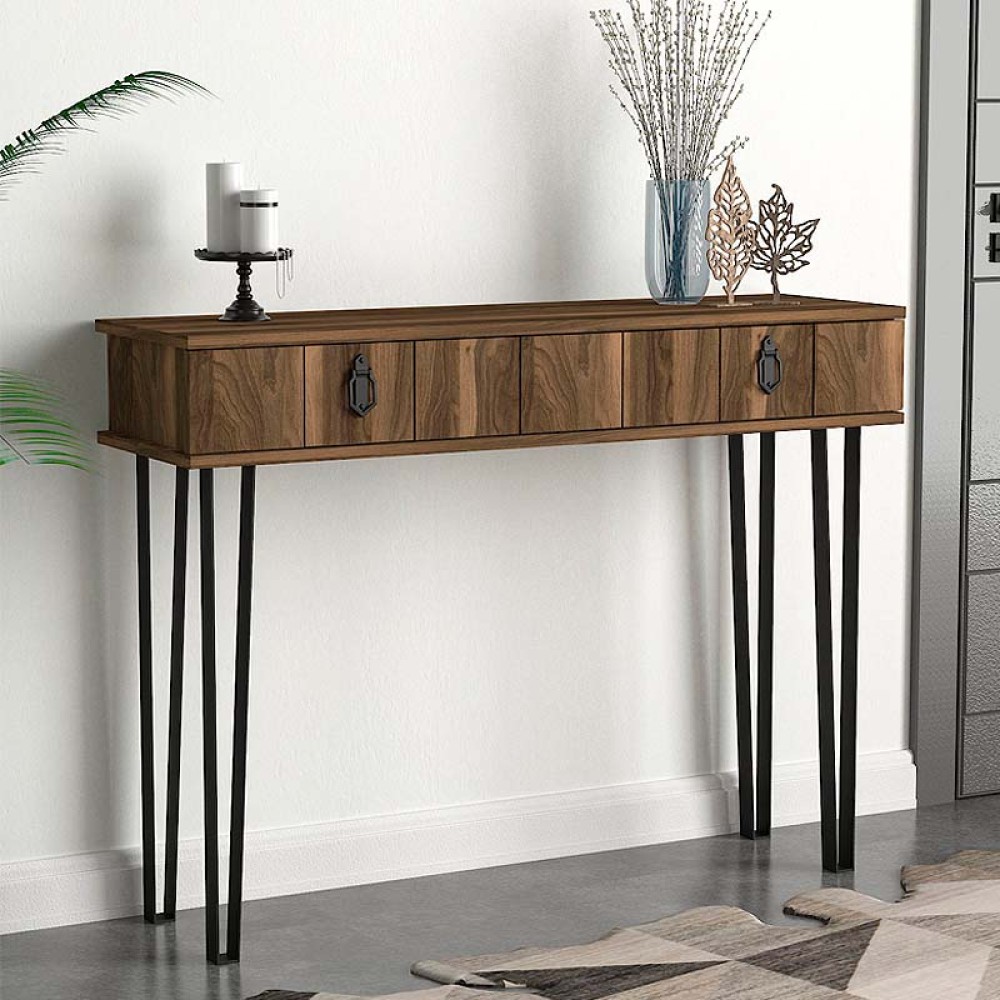 Κονσόλα Helsinki Megapap χρώμα καρυδί 120x35,5x90εκ.