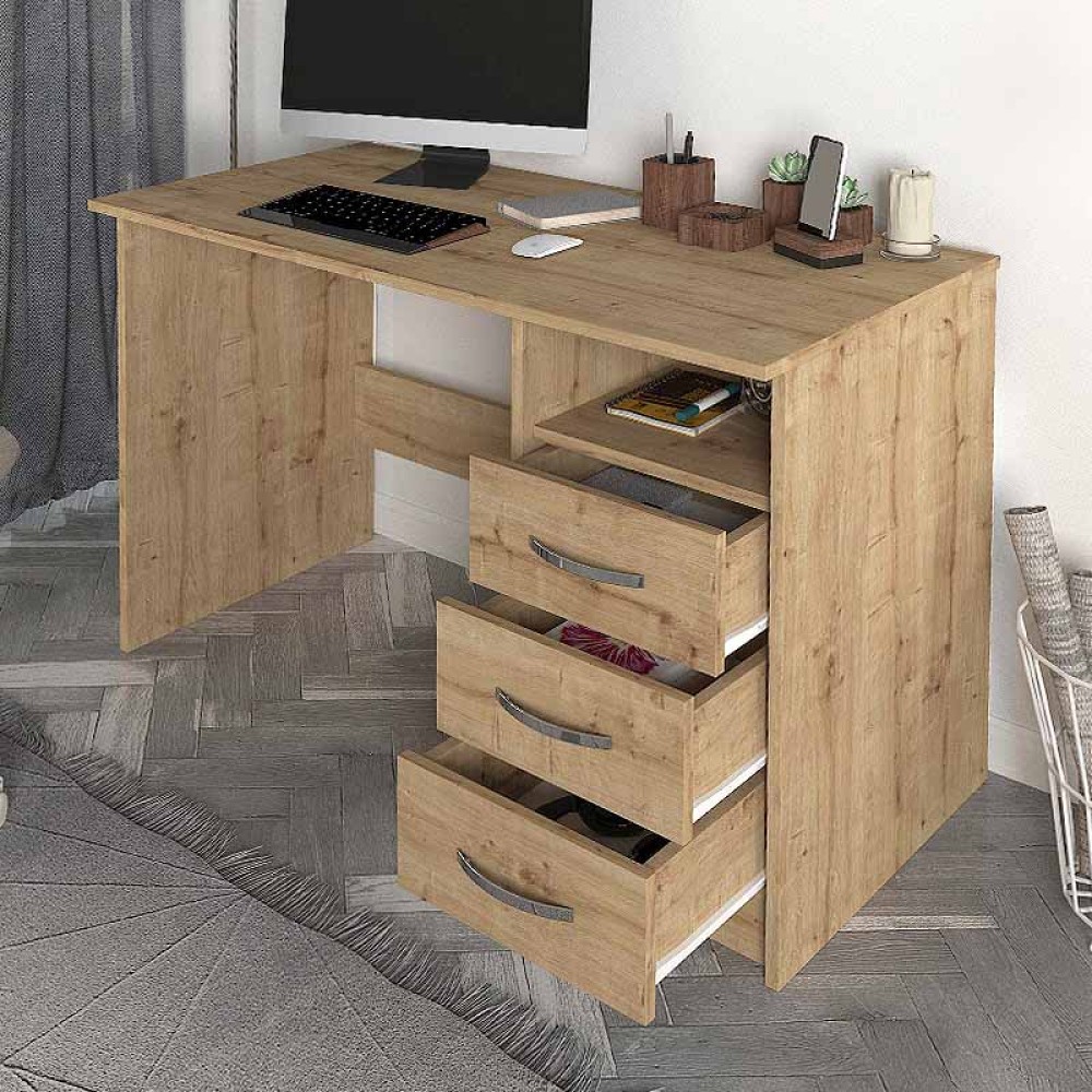 Γραφείο εργασίας Eldoris Megapap χρώμα sapphire oak 120x60x75εκ.