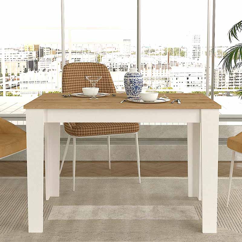 Τραπέζι Darlen Megapap χρώμα λευκό - sapphire oak 110x72x74εκ.