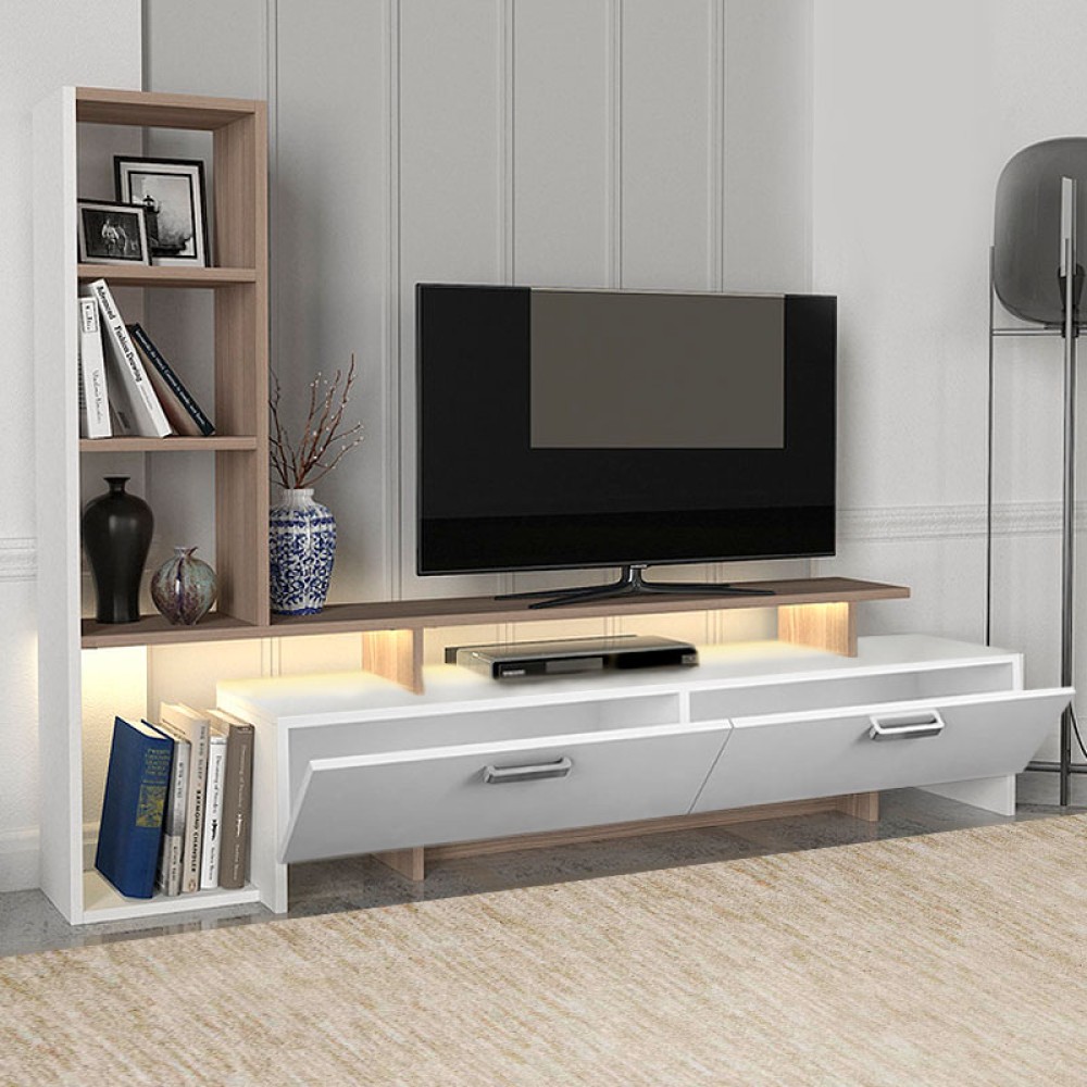 Σύνθεση τηλεόρασης Simal Megapap με LED χρώμα λευκό - cordoba 168,2x31,3x120εκ.