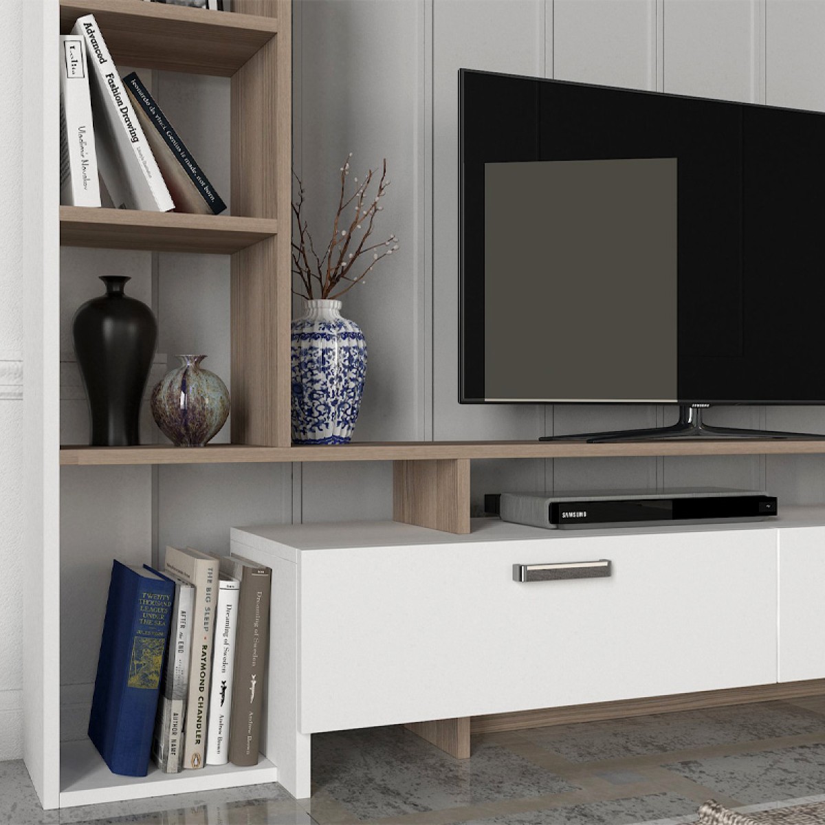 Σύνθεση τηλεόρασης Simal Megapap από μελαμίνη με LED χρώμα λευκό - cordoba 168,2x31,3x120εκ.