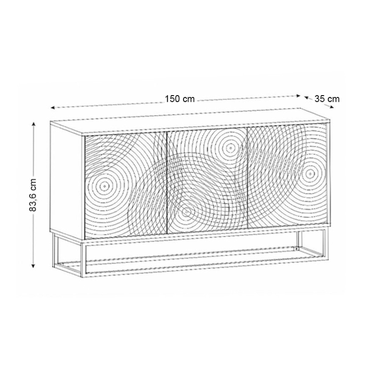 Μπουφές μελαμίνης Themis Megapap χρώμα μαύρο - sapphire oak 150x35x83,6εκ.